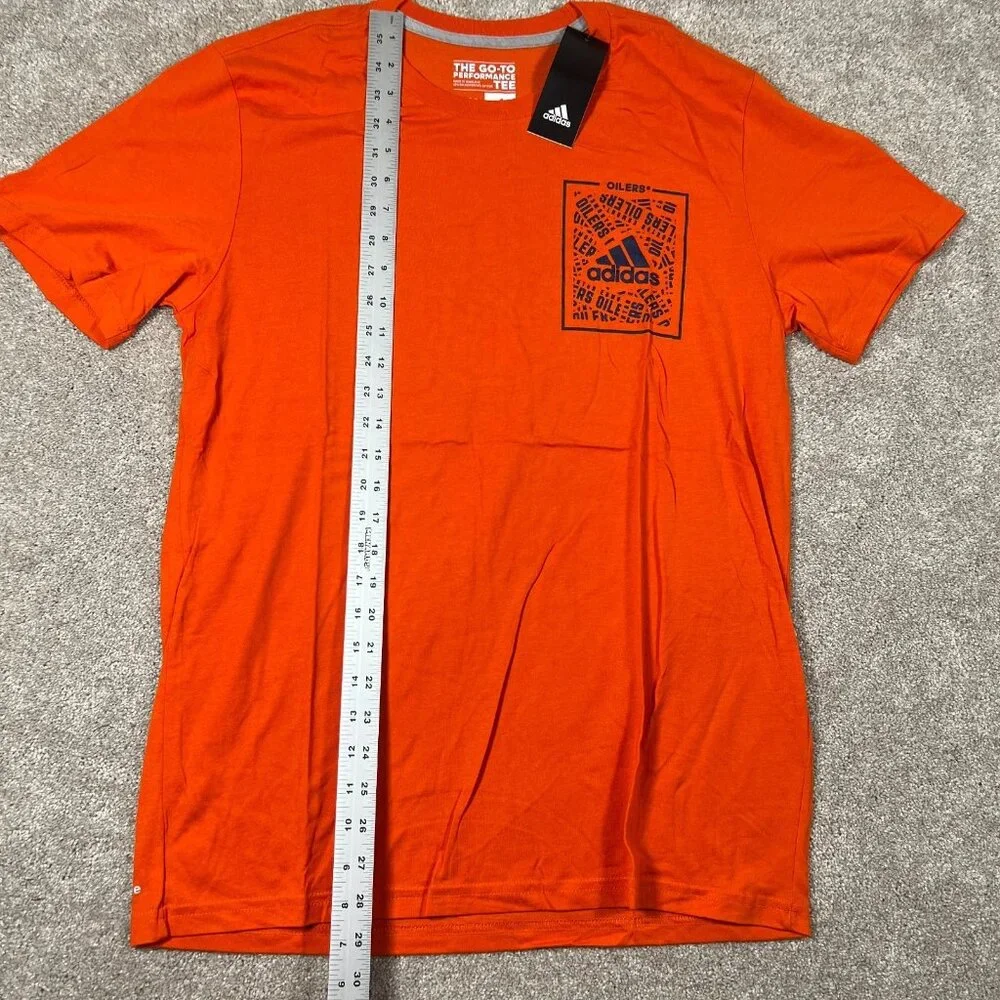 Adidas Mens Large Orange Climalite Edmonton Oilers The Go To Performance Tee NWT